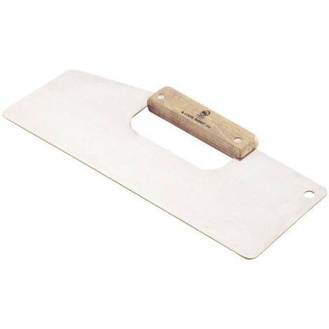 L'Outil Parfait – Couteau à enduire inox 34cm – Lame acier inoxydable rigide – Poignée bois hêtre – Bords arrondis pour finition précise