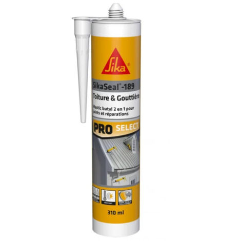 Mastic butyl Sikaseal 189 gris 310 ml – Pour toitures, gouttières et structures en verre – Résistance intempéries et UV - SIKA 310 ML