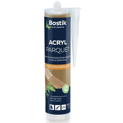 Bostik – Joint acrylique pour parquet et sols stratifiés 300ml – Finition impeccable – Compatible tous vernis – Séchage rapide et facile à poncer