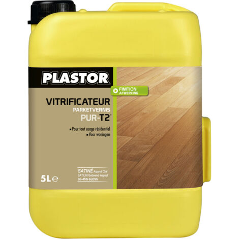 Plastor – Vitrificateur parquet pro passage fréquent 5L – Film non jaunissant – Séchage rapide 24h – Finition mat pour bois dur - PUR-T2