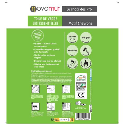 Toile de verre à peindre Chevrons 140g/m² Novomur - 12,5M/25M (1/2)