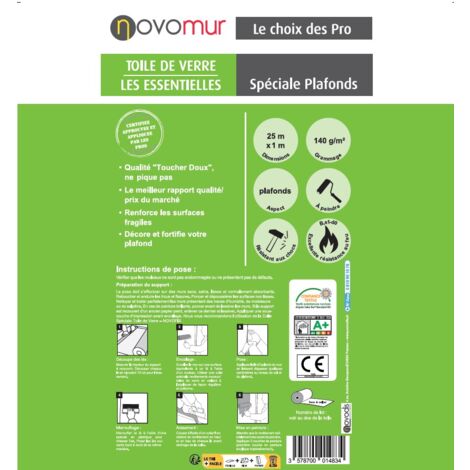 Toile de verre à peindre spéciale Plafonds 140g/m² Novomur - 12,5M/25M (1/2)
