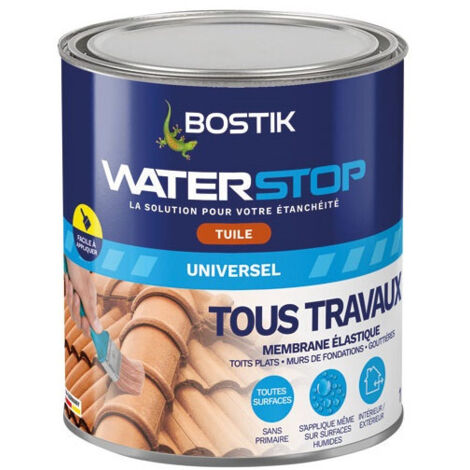 Bostik – Membrane d'étanchéité Waterstop 1kg – Couleur tuile – Rendement 10m²/L – Pour murs et sols exposés à l'humidité