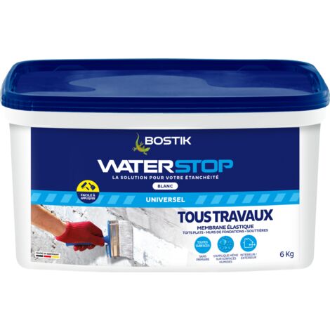 Bostik – Membrane d'étanchéité Waterstop 6kg – Couleur blanc – Technologie MS Polymère pour surfaces verticales et horizontales – Répare fissures et fuites