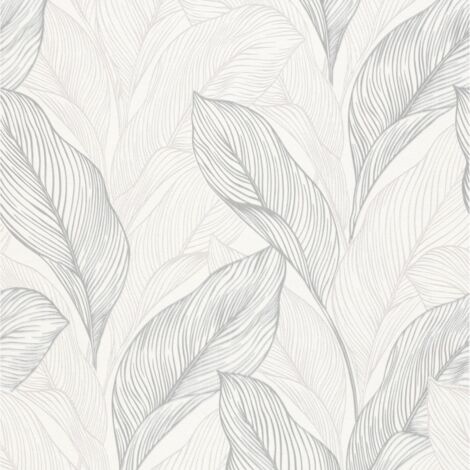 Papier peint vinyle expansé sur intissé motif calla gris – Largeur 53cm – Longueur 10,05m – Raccord droit 64cm – Entretien lessivable – Erismann - 10282-31 (1/2)