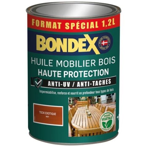 Bondex – Huile pour bois 441377 – 1,2L haute protection pour teck – Résistante aux taches et aux intempéries – Aspect mat naturel