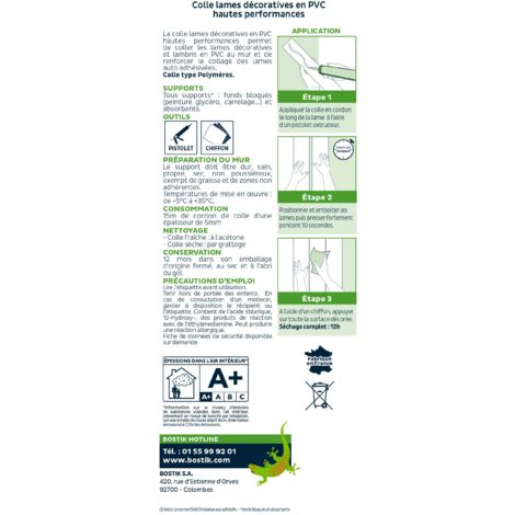 Bostik Colle pour mur spécial lames décoratives PVC  Conditionnement: 290ml