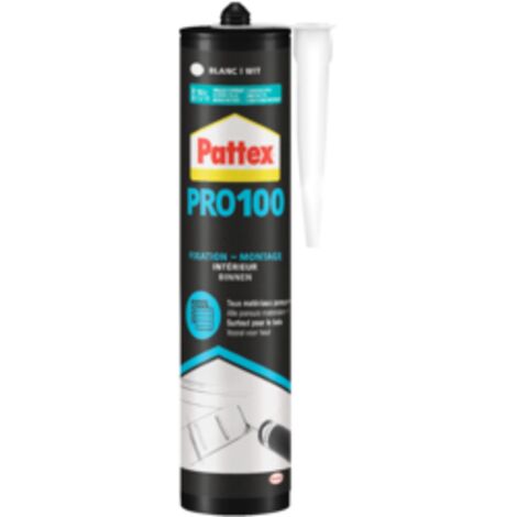 Colle acrylique sans solvant Pattex PL100 – 380g – Fixation rapide pour béton, bois, plâtre – Repositionnable 5-10 min (1/10)