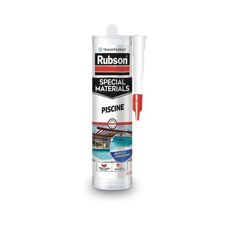 Rubson Mastic Special Materials Piscine Transparent, mastic étanche pour piscine et entourage, mastic colle pour réparation temporaire même sous l'eau, cartouche de 280 ml