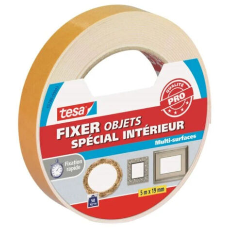 Ruban Double Face Extra Fort Tesa - 1,5 M X 19 Mm - Pour Carrelage, Métal - Charge Jusqu'à 100 Kg/m - Fixation Lourde Sans Perçage
