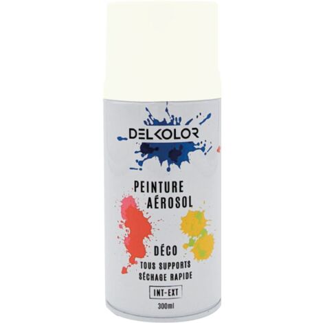 Delkolor Peinture en Aérosol Tous Supports - 300ml Couleur: BLANC PERLE - Conditionnement: 300ml
