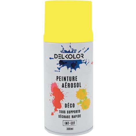 Delkolor Peinture en Aérosol Tous Supports - 300ml  Couleur: RAL 1016 JAUNE SOUFRE - Conditionnement: 300ml