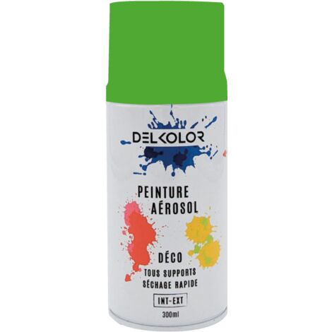 Delkolor Peinture en Aérosol Tous Supports - 300ml  Couleur: RAL 6018 VERT JAUNE - Conditionnement: 300ml