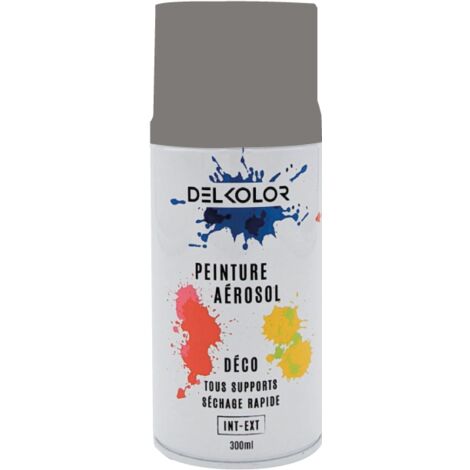 Delkolor Peinture en Aérosol Tous Supports - 300ml  Couleur: GRIS METAL - Conditionnement: 300ml