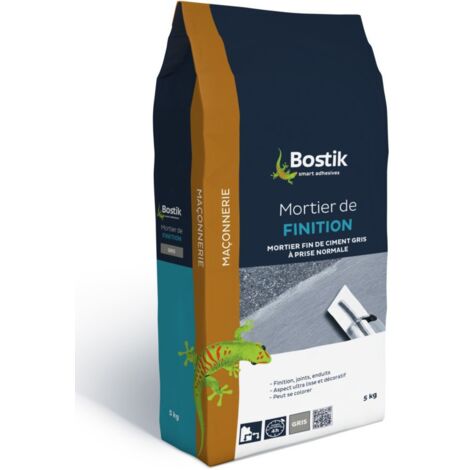 Bostik – Mortier de finition blanc 5kg – Pour murs et sols intérieurs/extérieurs – Aspect ultra lisse – Temps de séchage 24h