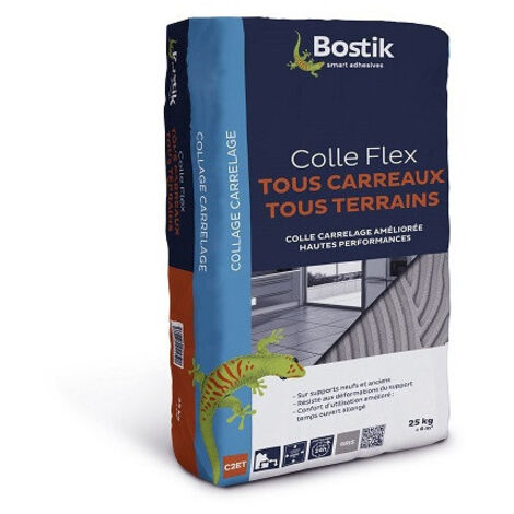 Bostik – Colle en poudre pour tous types de carreaux 25kg – Adaptée pour carreaux de sol jusqu'à 60x60 cm – Intérieur et extérieur - Carreaux25kggris