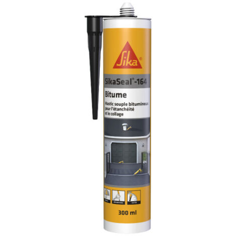 Sika – Mastic de fixation bitume noir 300ml – Adhérence sur béton, bois, inox – Application sur supports humides – Résistance intempéries et UV