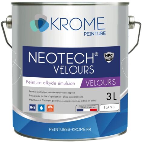 Krome Neotech Velours Peinture de Finition Murs et Plafonds - Intérieur Couleur: BLANC - Conditionnement: 3L (1/3)