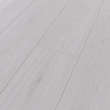 Parquet stratifié chêne blanc 1380 x 193 x 8 mm – Revêtement AC4 pour usage intensif – Compatible chauffage au sol – Système de clic 5G - D3201