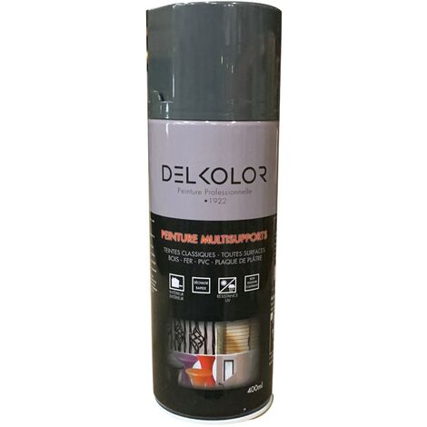 Delkolor Peinture en Aérosol - Couleurs RAL - 400ml  Finition: Brillant - Couleur: RAL 9007 Aluminium gris