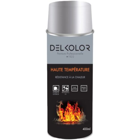 Delkolor Peinture haute température en aérosol 400 ml Couleur: ALUMINIUM (1/2)