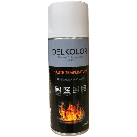 Delkolor – Peinture haute température en aérosol 400 ml – Résiste jusqu'à 500°C – Finition durable et anti-UV – Pour métal et plastiques adaptés (1/2)