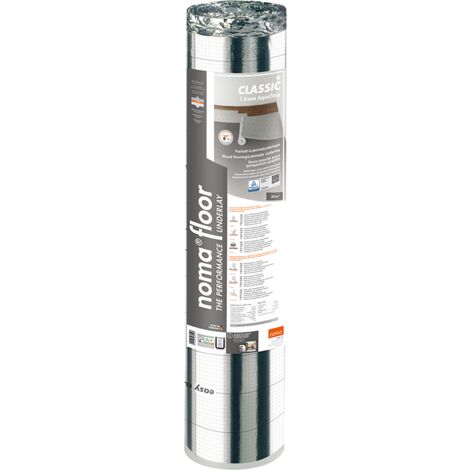 NMC – Sous-couche Nomafloor Silver Aquastop 25m² – Protection contre l'humidité – Réduction des bruits d'impact – Hauteur 1,6 mm