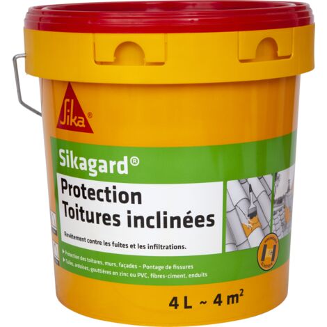 Sika – Peinture de protection toiture inclinée 4L – Couleur gris – Membrane élastique résistante aux intempéries – Protection contre infiltrations d'eau