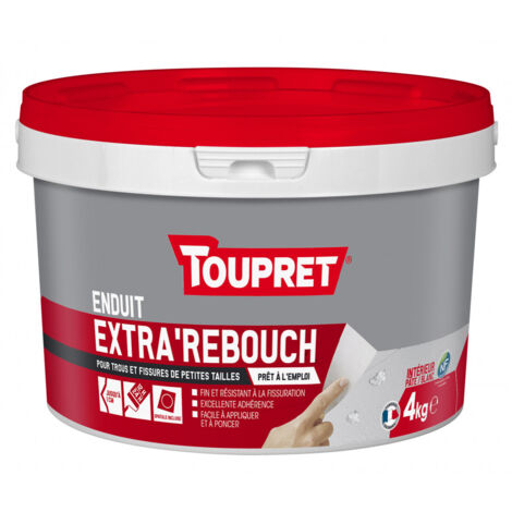 Toupret – Enduit de rebouchage pâte 4kg – Pour murs et plafonds – Finition lisse et adhérence optimale – Prêt à l'emploi (1/5)