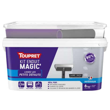 Toupret – Enduit de lissage pâte 6 kg – Pour murs intérieurs légèrement abîmés – Application facile avec rouleau et lame inox – Finition soignée (1/3)