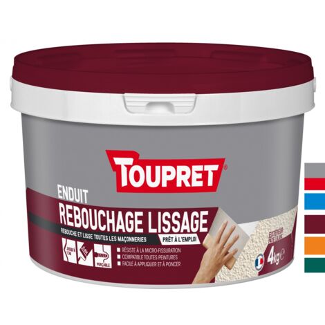 Toupret – Enduit de rebouchage lissage extérieur pâte 4kg – Résistant à la microfissuration – Prêt à l'emploi pour murs extérieurs
