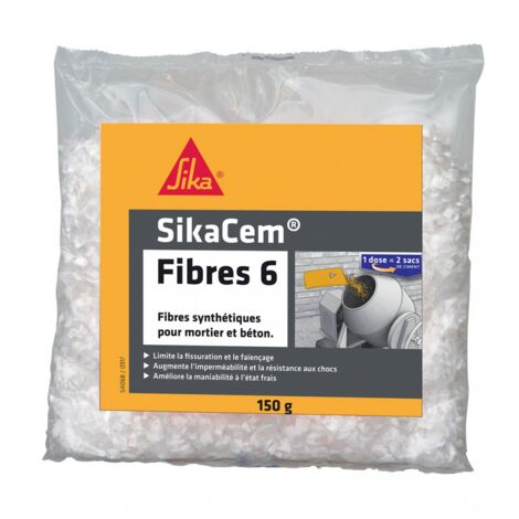 Sika – Fibres micro-synthétiques pour béton et mortier – Limitation des fissures – 150 g – Polypropylène – Marquage CE EN 14889:2