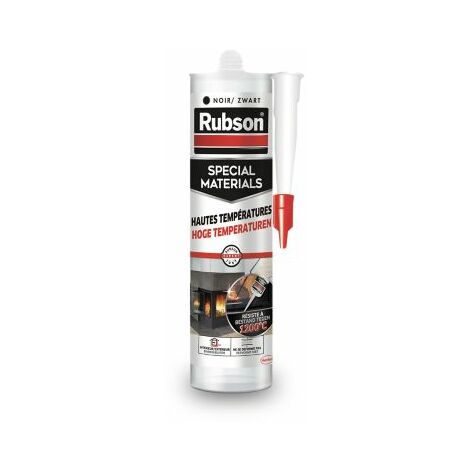 Rubson Mastic Special Materials Hautes Températures, réparation et étanchéité des cheminées, chaudières, fours, barbecue.. - Coloris Noir - Cartouche de 280ml (1/5)