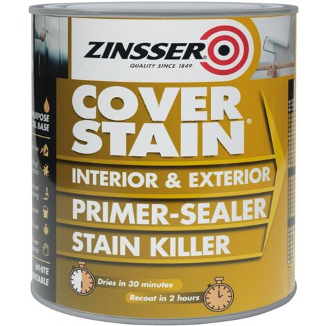 Rust-Oleum – Primaire isolant pour murs Zinsser Cover Stain blanc 1L – Séchage rapide – Résistance à l'humidité – Application dès 5°C