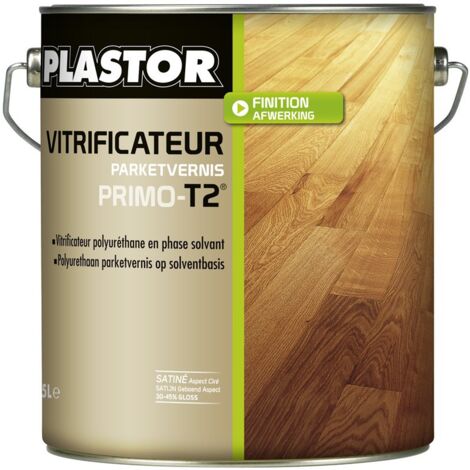 Plastor – Vitrificateur polyuréthane satinée pour parquets – Protection intense contre rayures et abrasion – Conditionnement 5L