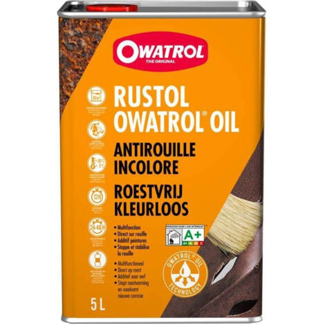 Owatrol – Peinture antirouille pour métal 5L – Rendement 18 m²/l – Application directe sur rouille – Film protecteur transparent semi-brillant