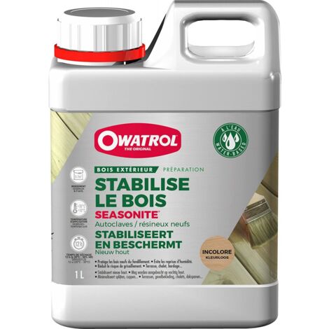 Owatrol – Stabilisateur bois 1 litre – Protection humidité pour bois tendre – Application facile sur terrasses et mobilier de jardin
