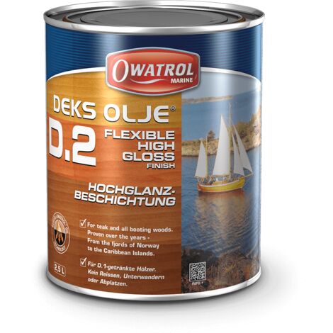 Owatrol – Vernis marin brillant intense 2,5L – Protection bois dur extérieur – Application facile sans masquer le veinage – Séchage rapide 3 jours