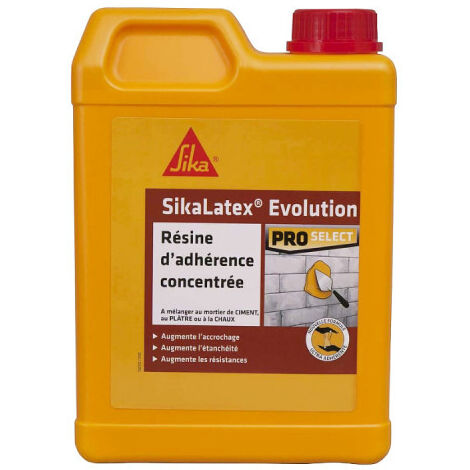 Résine d'adhérence 2L – Améliore l'adhérence sur béton, pierre, métal – Limite fissuration et imperméabilisation – SikaLatex EVOLUTION