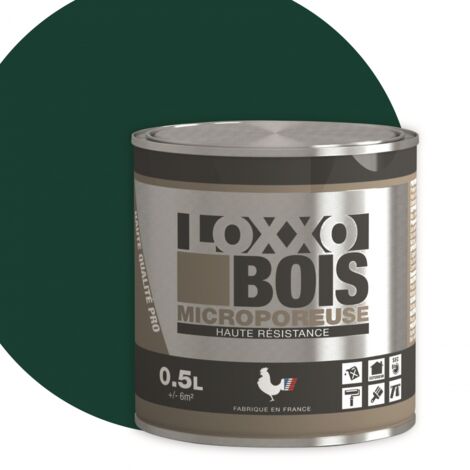 Peinture glycéro microporeuse satinée 0.5L – Vert basque pour bois extérieur – Résistance UV et intempéries – Application facile – Loxxo (1/4)