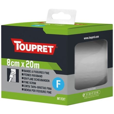 Toupret – Bande à fissures discrète 8 cm x 20 m – Élasticité 70% pour murs intérieurs – Finition invisible et facile à poser - CFC0820