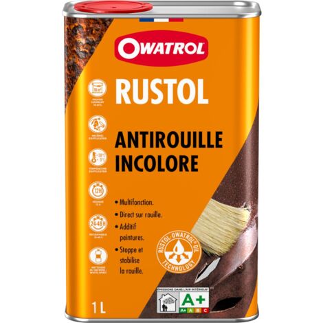 Owatrol – Antirouille incolore 1L – Pénètre jusqu'au métal sain – Résiste à +175°C – Base d'accrochage tous supports – Bidon de 1L