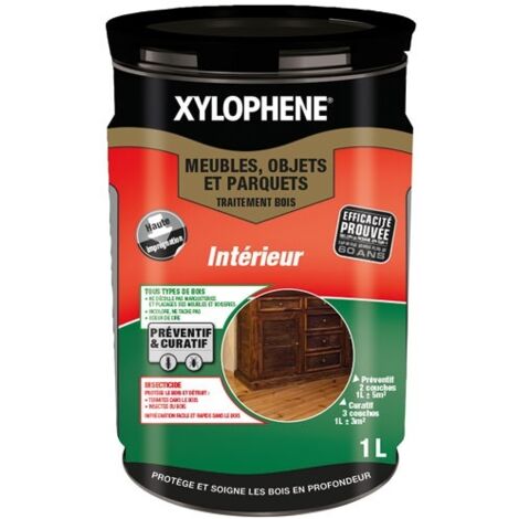 Traitement du bois meuble 1 L – Protection 25 ans contre insectes et termites – Application facile en intérieur – Liquide incolore – Xylophene