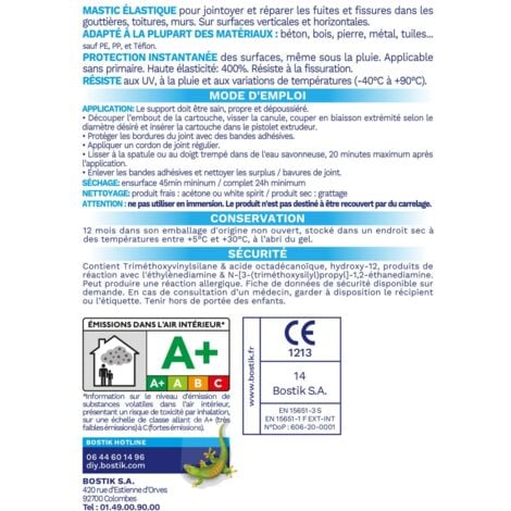 Bostik Membrane d'étanchéité Waterstop  Couleur: GRIS - Conditionnement: 290ml