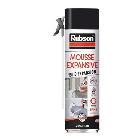 Rubson – Mousse polyuréthane expansive 345ml – Isolation thermique et phonique – Pour béton, bois, métal – Application intérieure et extérieure