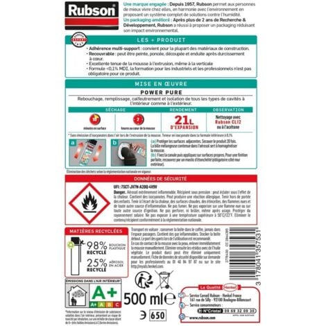 RUBSON Mousse expansive Multiusage Power Pure 500 ML
