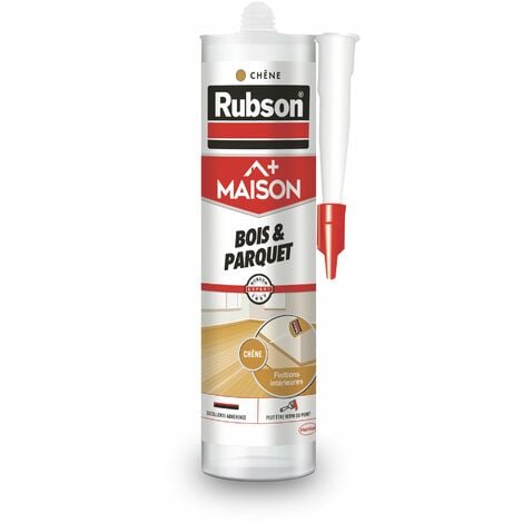 Rubson Maison Mastic Bois & Parquet couleur chêne, Mastic acrylique pour tous supports bois et maçonnerie, Joints pour intérieur et extérieur, cartouche de 280 ml