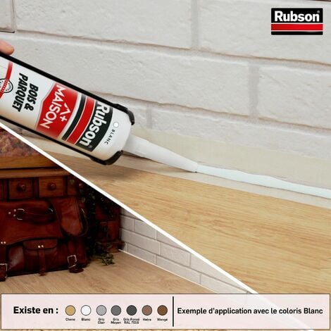 Rubson Maison Mastic Bois & Parquet couleur chêne, Mastic acrylique pour tous supports bois et maçonnerie, Joints pour intérieur et extérieur, cartouche de 280 ml