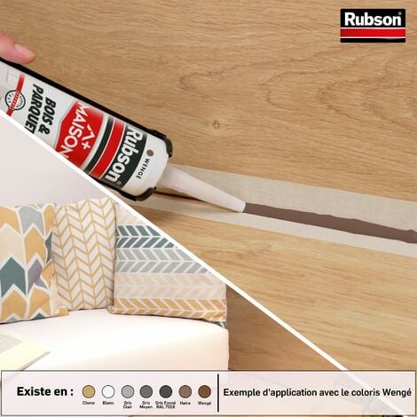Rubson Maison Mastic Bois & Parquet couleur chêne, Mastic acrylique pour tous supports bois et maçonnerie, Joints pour intérieur et extérieur, cartouche de 280 ml