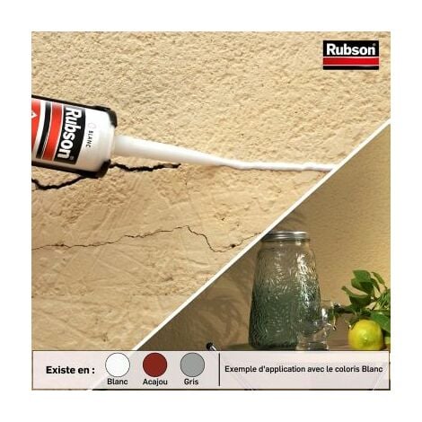 Rubson Mastic Maison Acrylique Murs & Fenêtres, mastic acrylique blanc pour intérieur & extérieur, comble fissure, joint porte et fenêtre, Cartouche de 280 ml